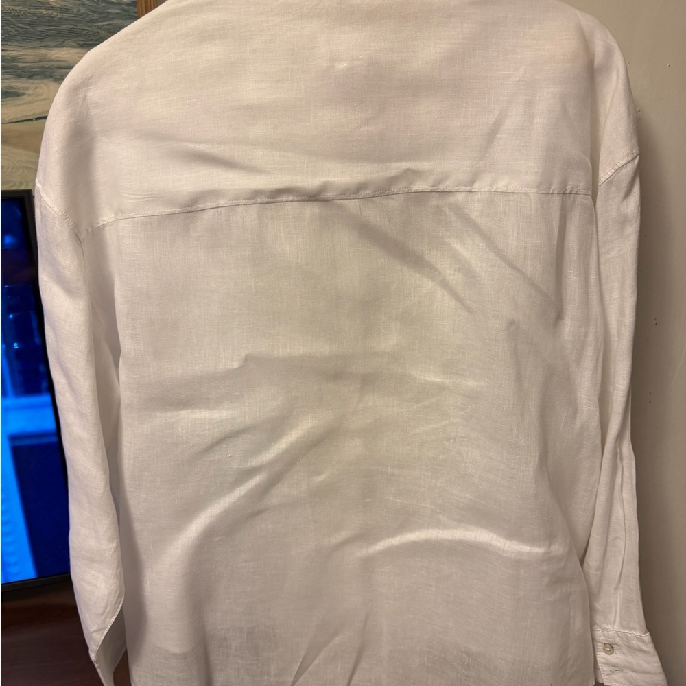 Nicole Miller White Linen Button-Down Shirt - Picture 4 of 4